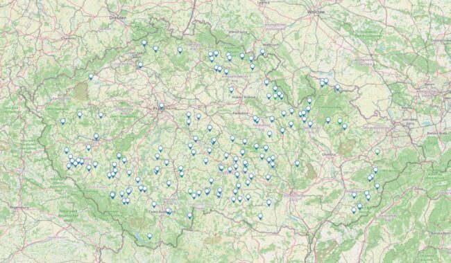 Map showing the location of bluetongue positive holdings (.. – .. )